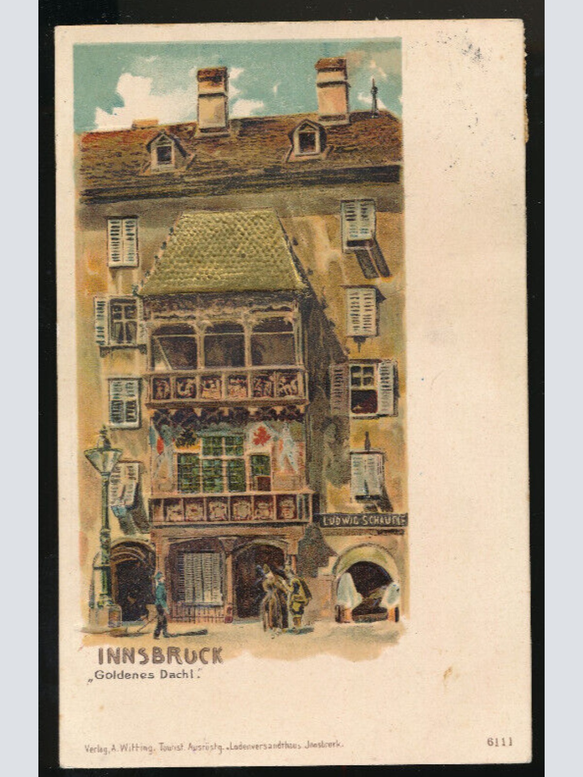 Präge-Karte aus Innsbruck mit Goldenes Dachl Tirol (959)