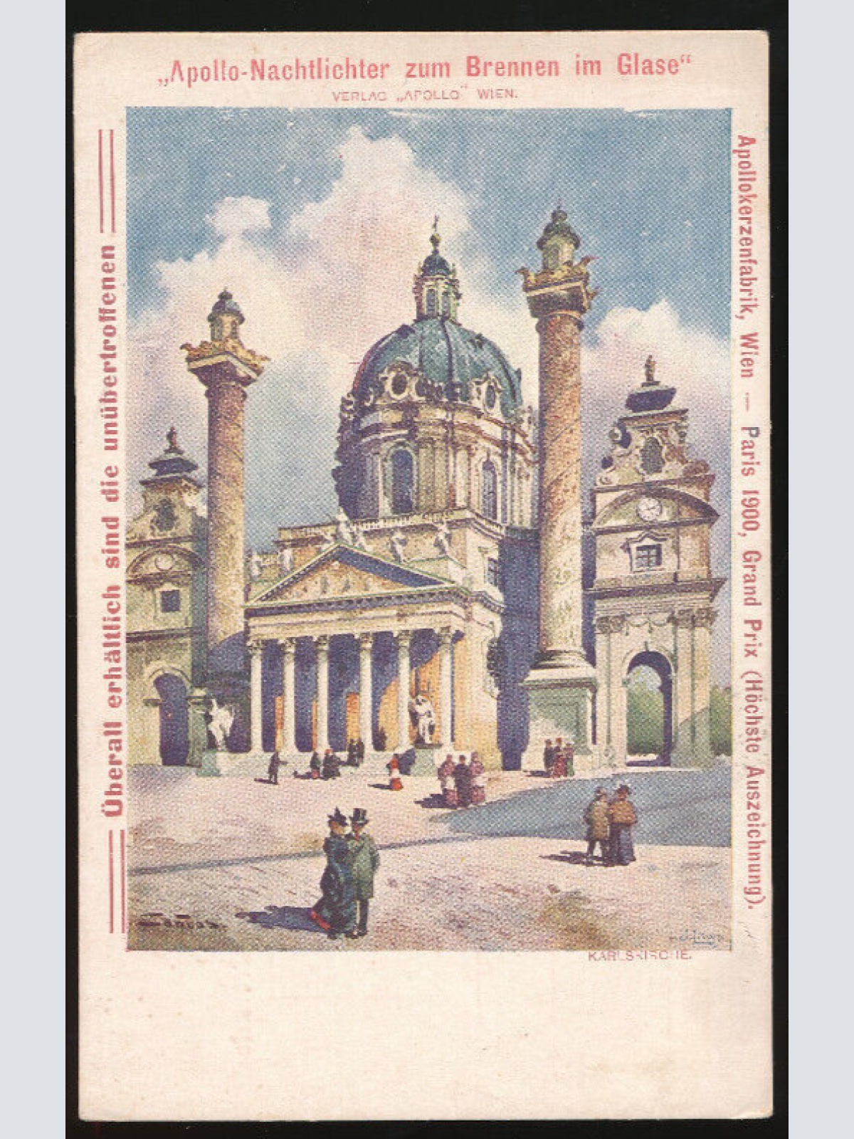 AK aus Wien Karlskirche mit Reklame (956)