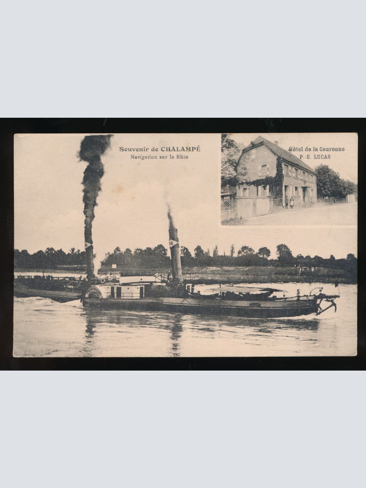 AK aus Chalampe Frankreich mit Dampfer und Hotel de la Couronne P.E. Lucas (524)