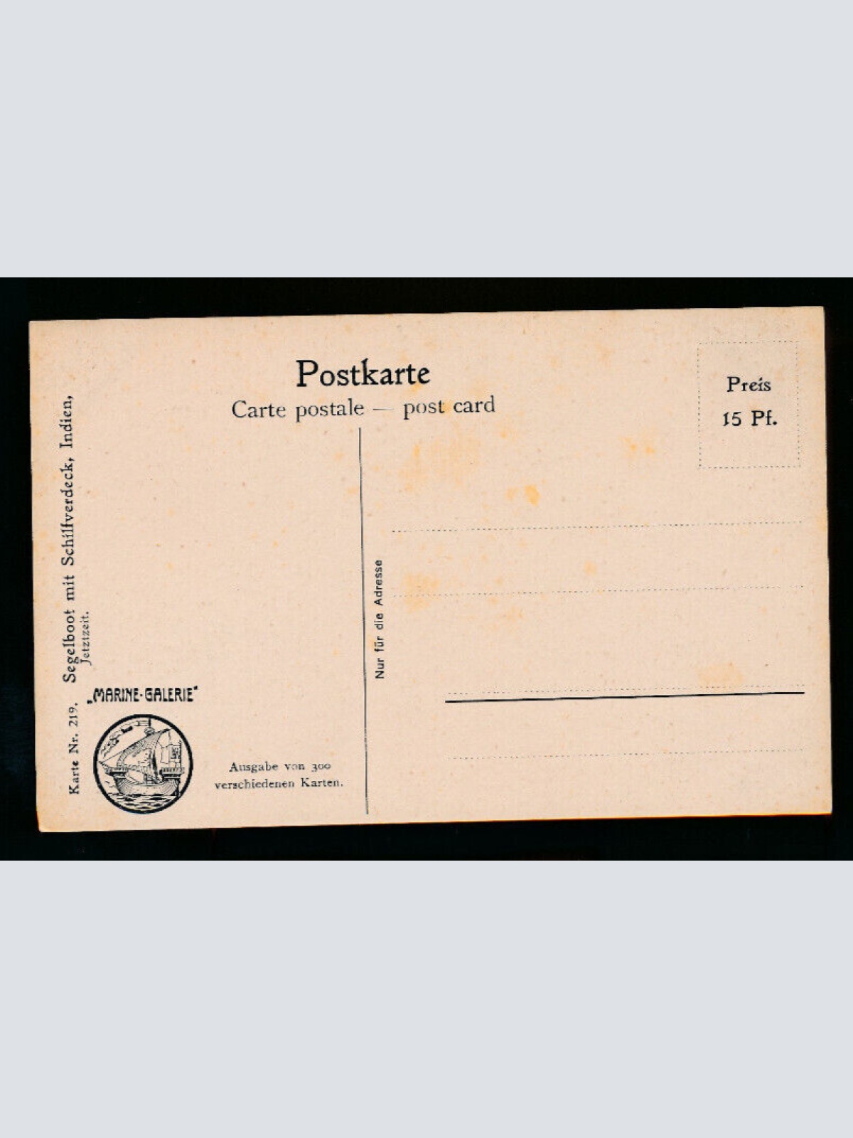 Marine Galerie Karte Nr.219 Segelboot mit Schilfverdeck Indien  (513)