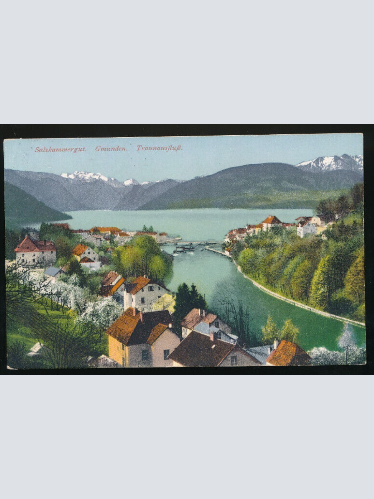 AK aus Gmunden Traunausfluß Oberösterreich (985)