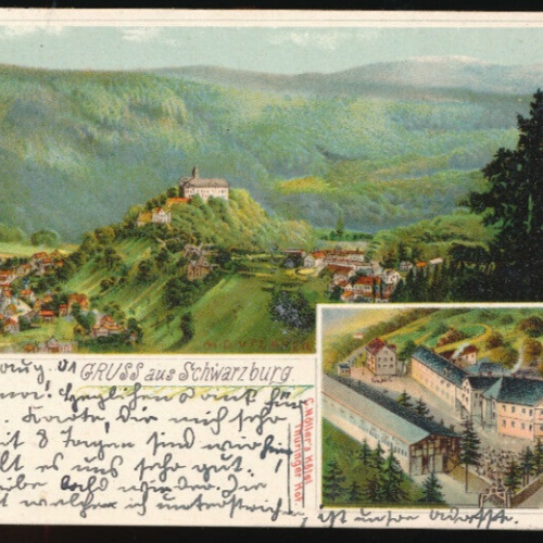Litho-Karte gruss aus Schwarzburg Thüringen (889)