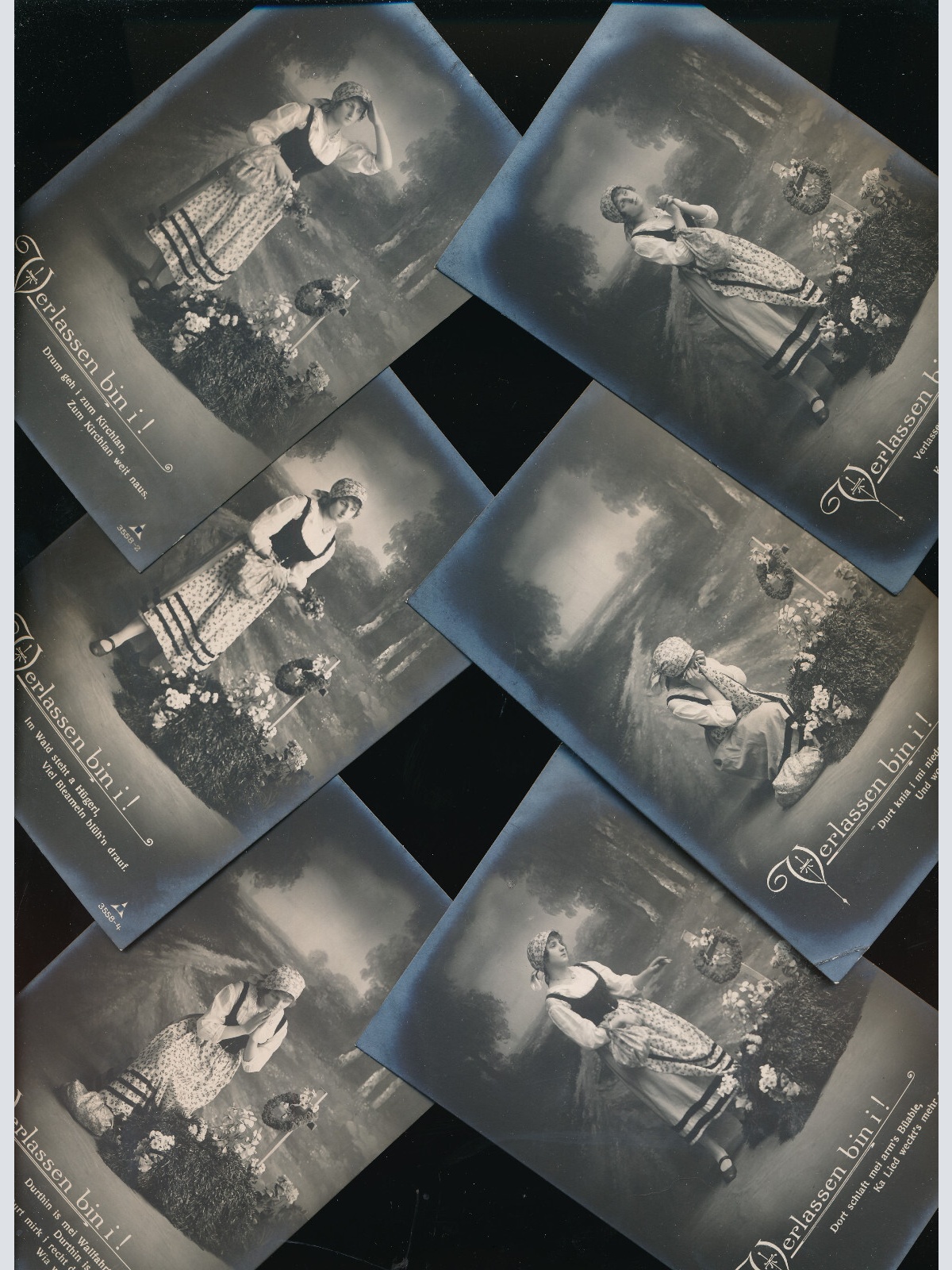 6 Romantik-Karten mit Spruch verlassen bin i (935)