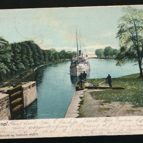 AK vom Göta - Kanal mit Dampfer, Bergs Slussar (913)