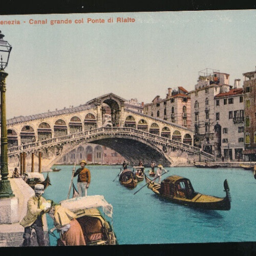 AK aus Venezia - Venedig Canal grande col Ponte di Rialto Italien (1107)