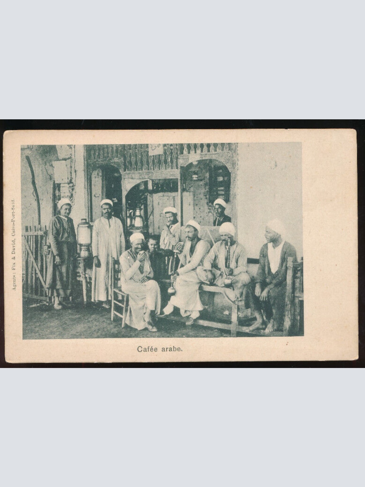 Motiv-Karte Arabisches Kaffee Cafée arabe Männer mit Wasserpfeife (1114)
