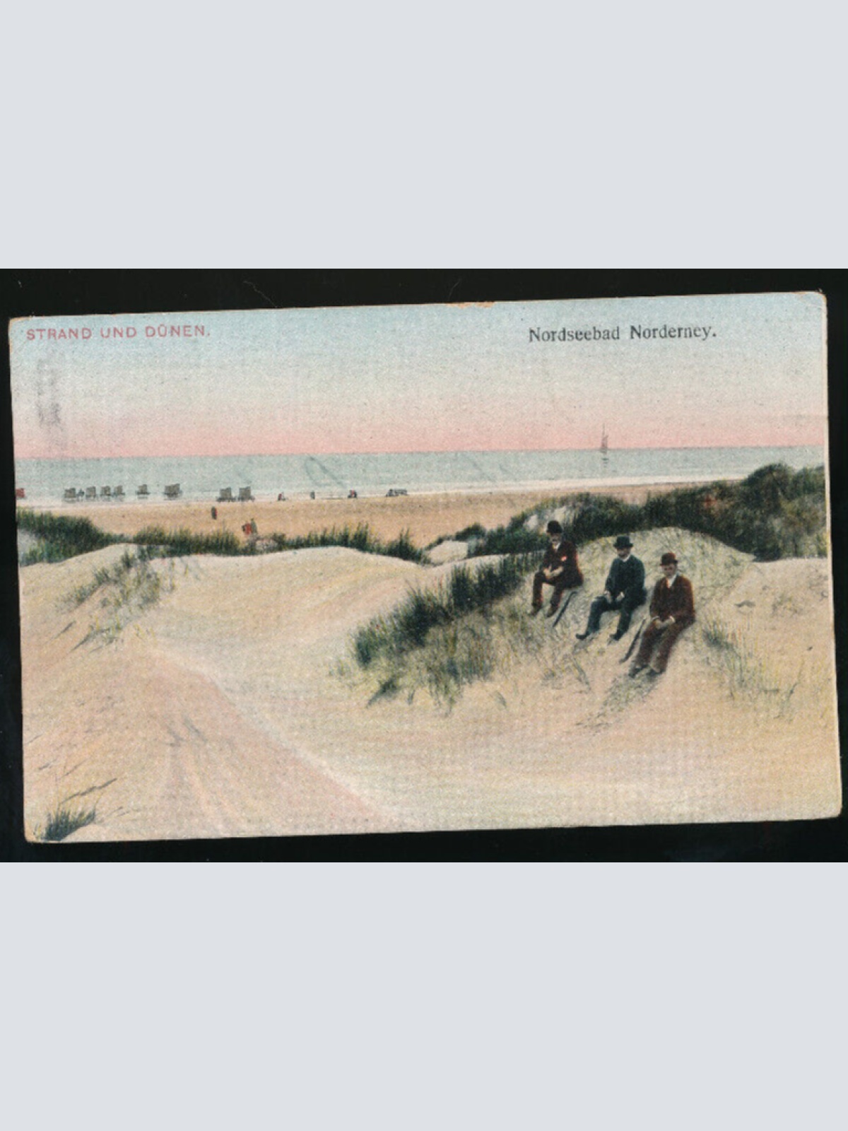 AK aus Norderney Strand und Dünen mit Menschen Niedersachsen (1100)