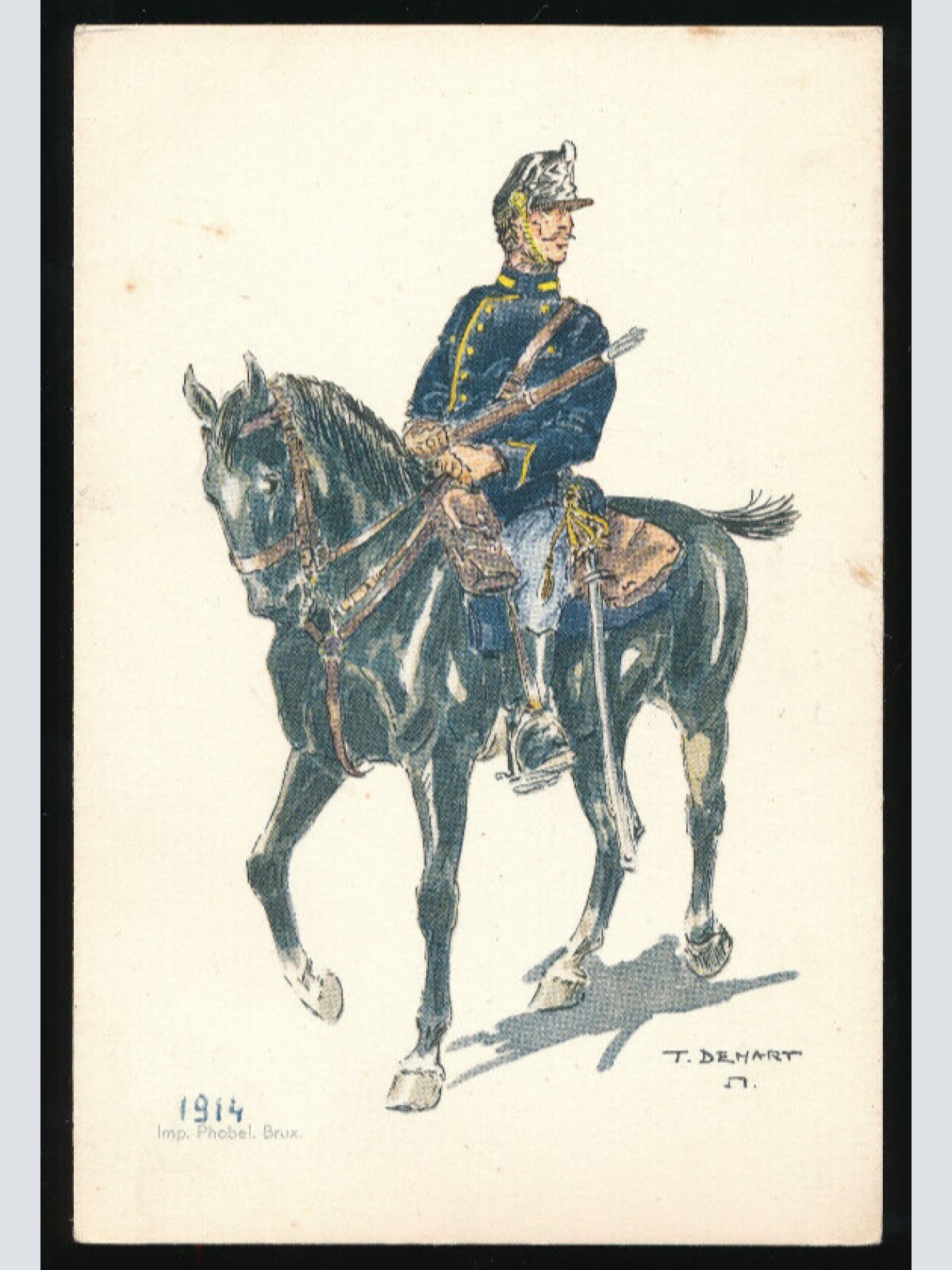 AK Belgische Militäruniformen Chasseurs a Cheval -1914- (1026)