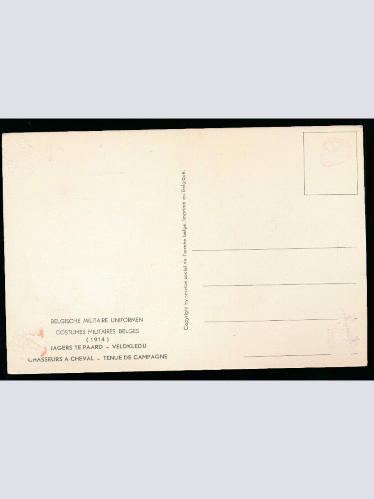 AK Belgische Militäruniformen Chasseurs a Cheval -1914- (1026)