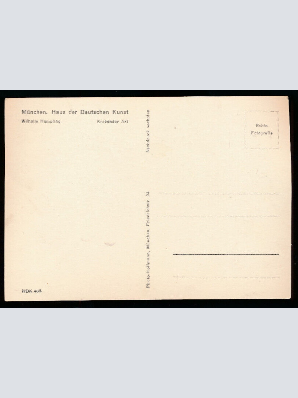 HDK-Karte Nr.405 Knieender AKt (1052)