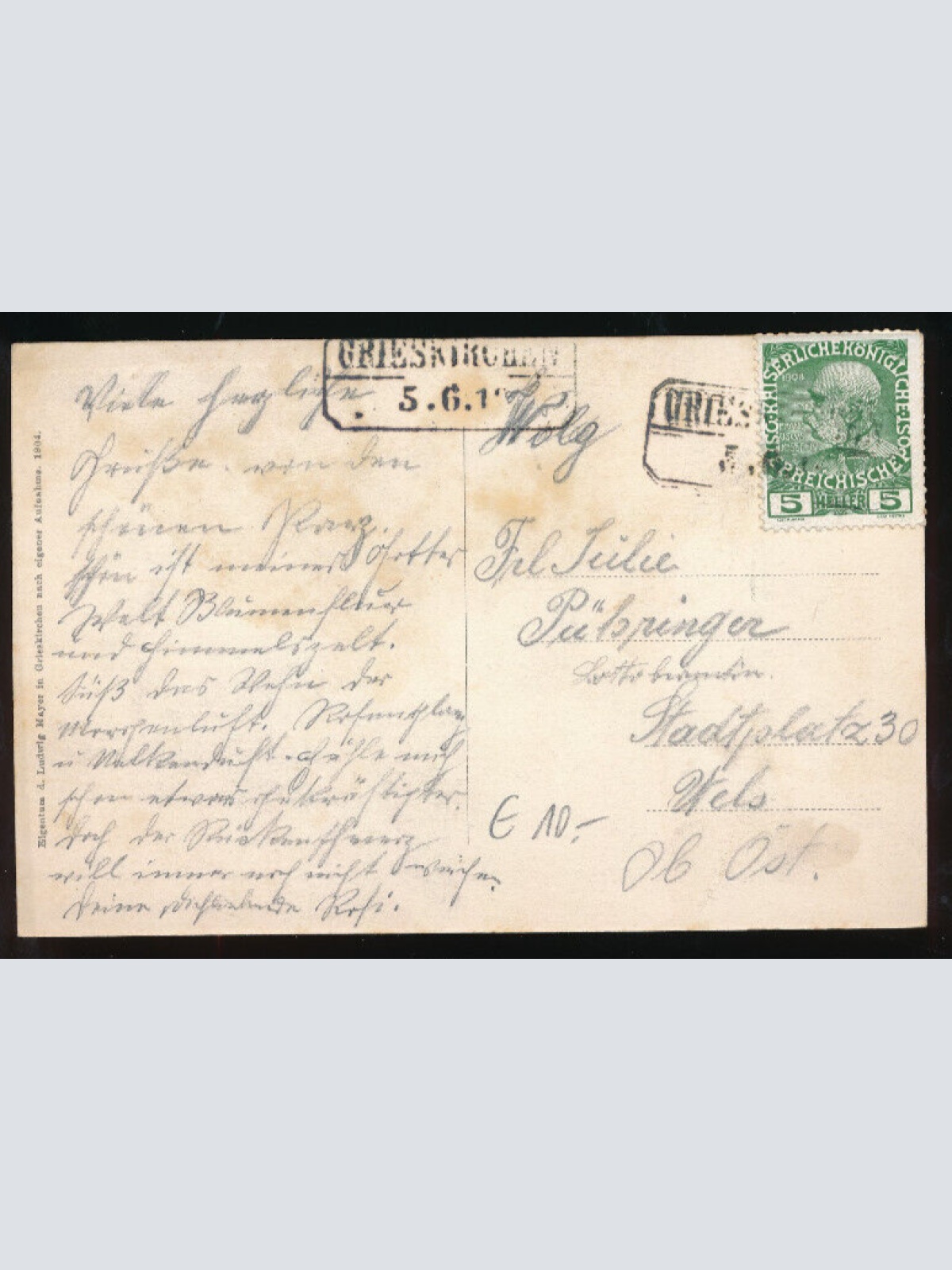 AK aus Grieskirchen mit Schloss Parz Oberösterreich (859)