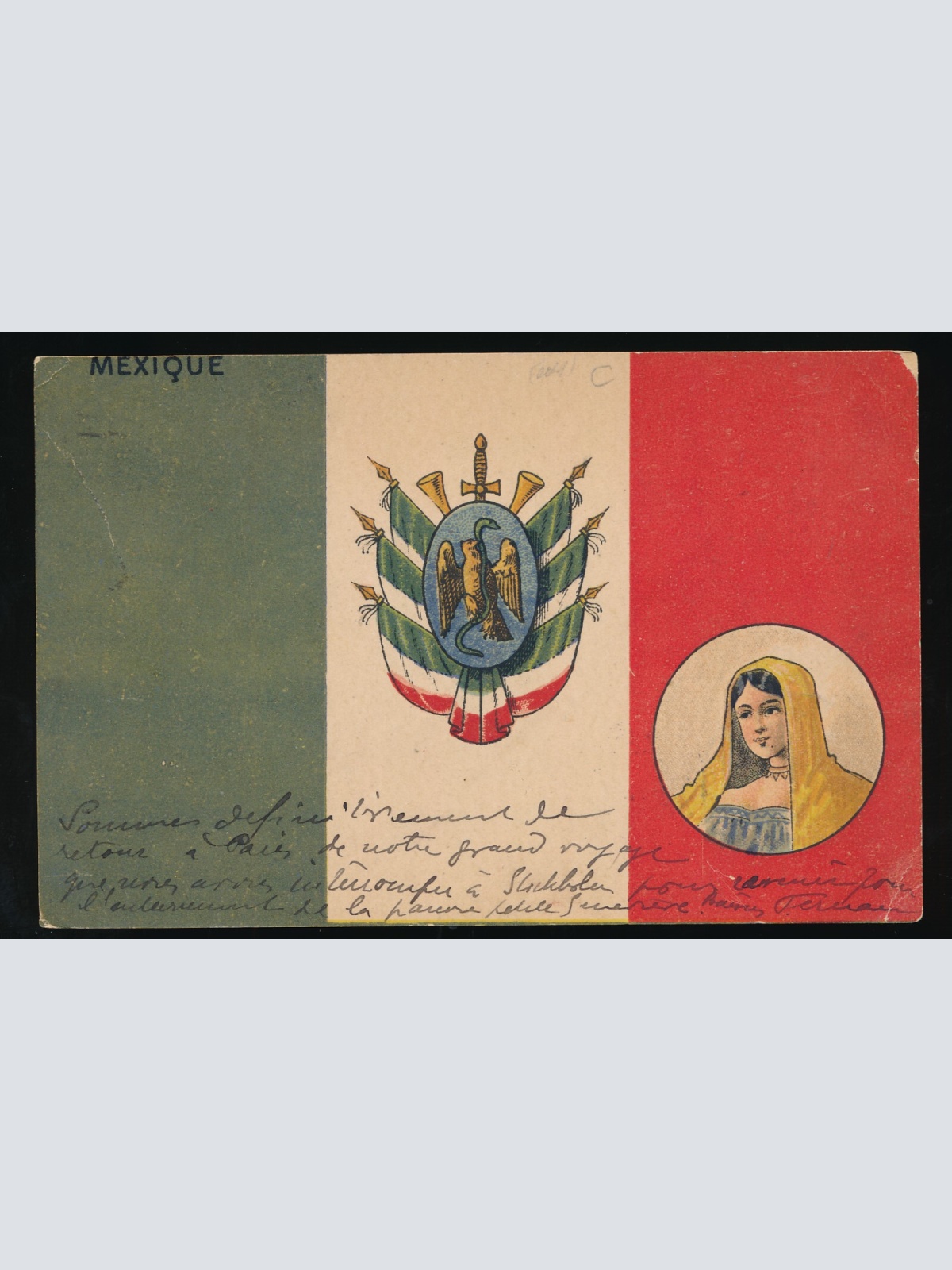 Präge-Karte Flaggen - Flaggs, Mexique - Mexico (346)