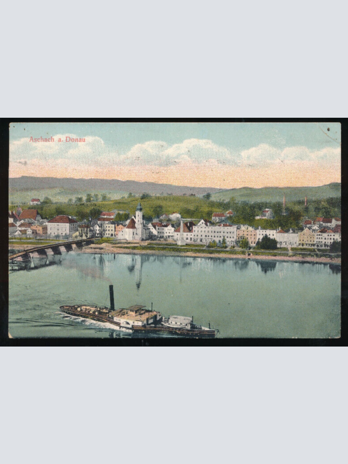 AK aus Aschach a.Donau mit Dampfer Oberösterreich (865)