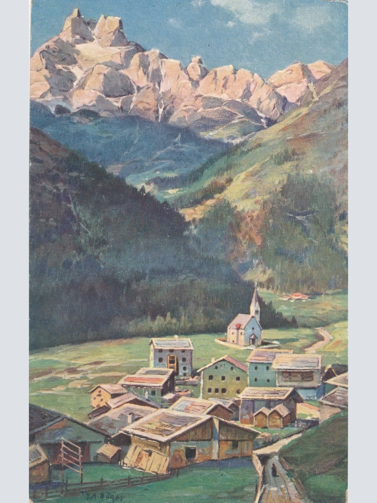 AK, Von der Dolomitenstrasse in Tirol, Arabba in Buchenstein, Südtirol (S44)