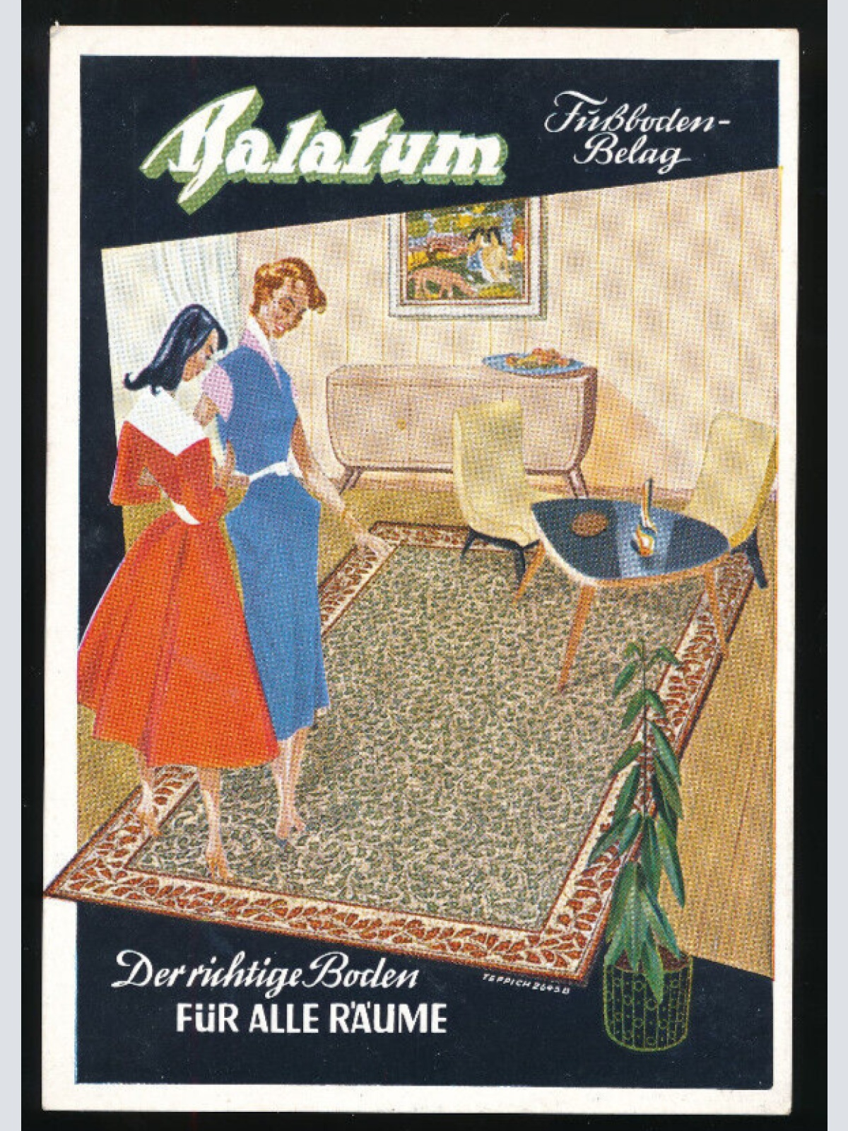 Reklame - Karte Ratatum Fußbodenbelag der richtige Boden für alle Räume (1529)