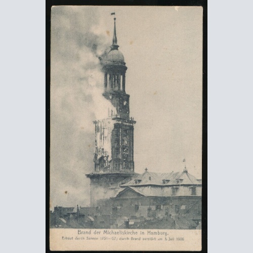 AK aus Hamburg Brand der Michaeliskirche Hamburg (1621)