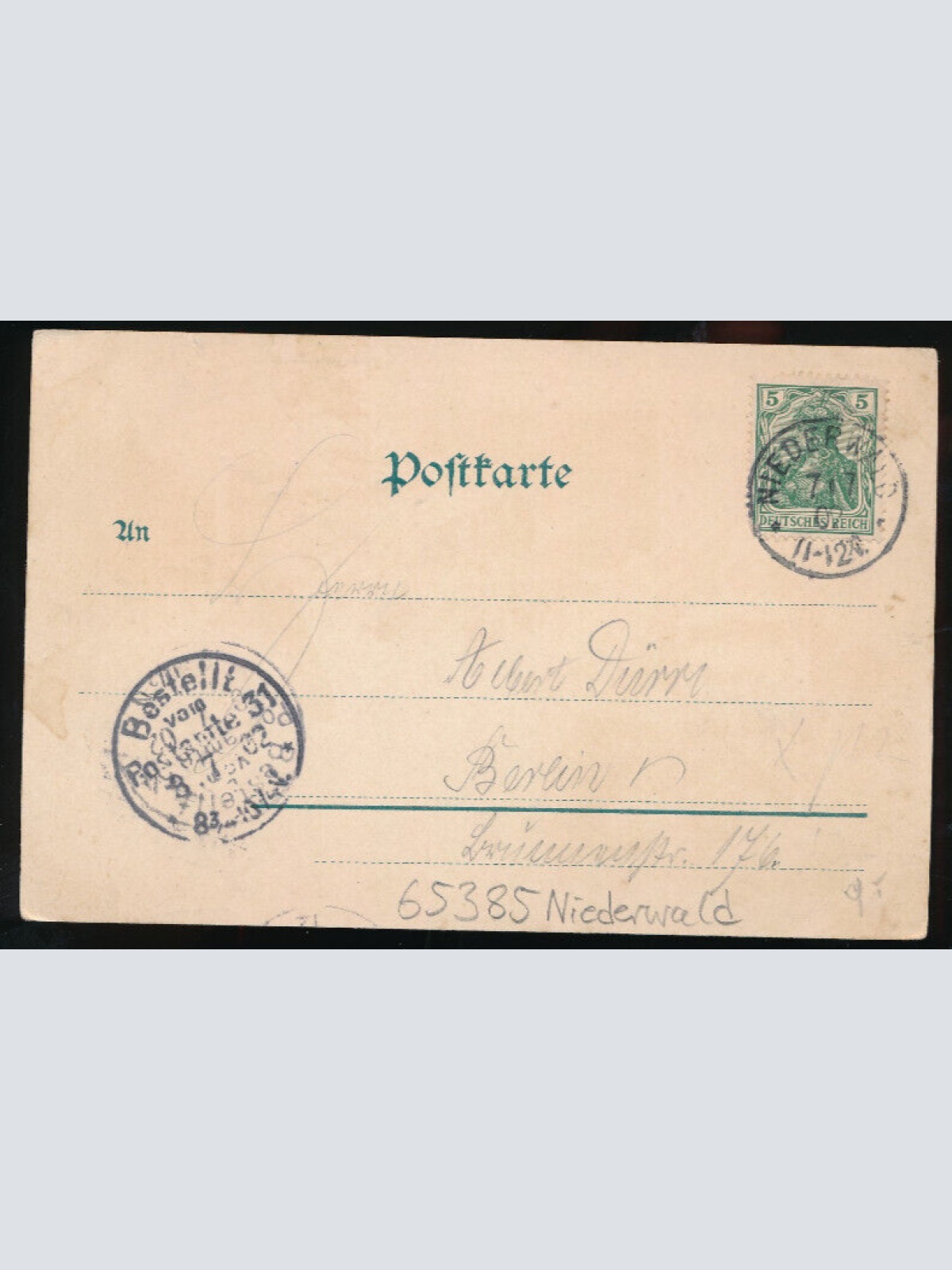 Litho-Karte gruss vom National - Denkmal in Rüdesheim Hessen (1613)