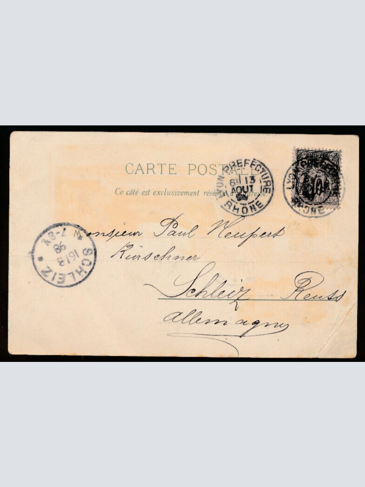 Litho-Karte Souvenir de Lyon Frankreich (1927)