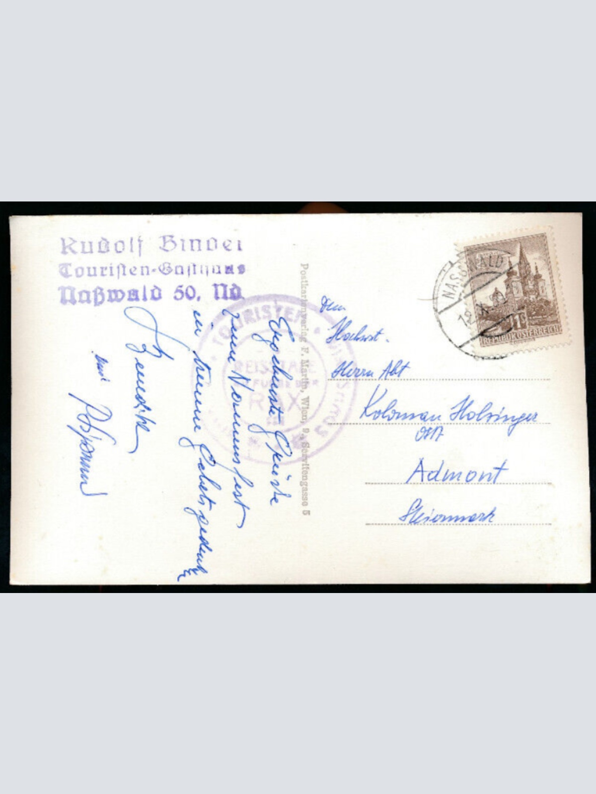 AK aus Nasswald Binderwirtshaus mit Kahlmäuern Niederösterreich (1318)