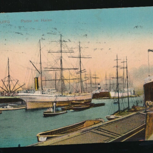 AK aus Hamburg Partie am Hafen mit Boot Hamburg (1356)
