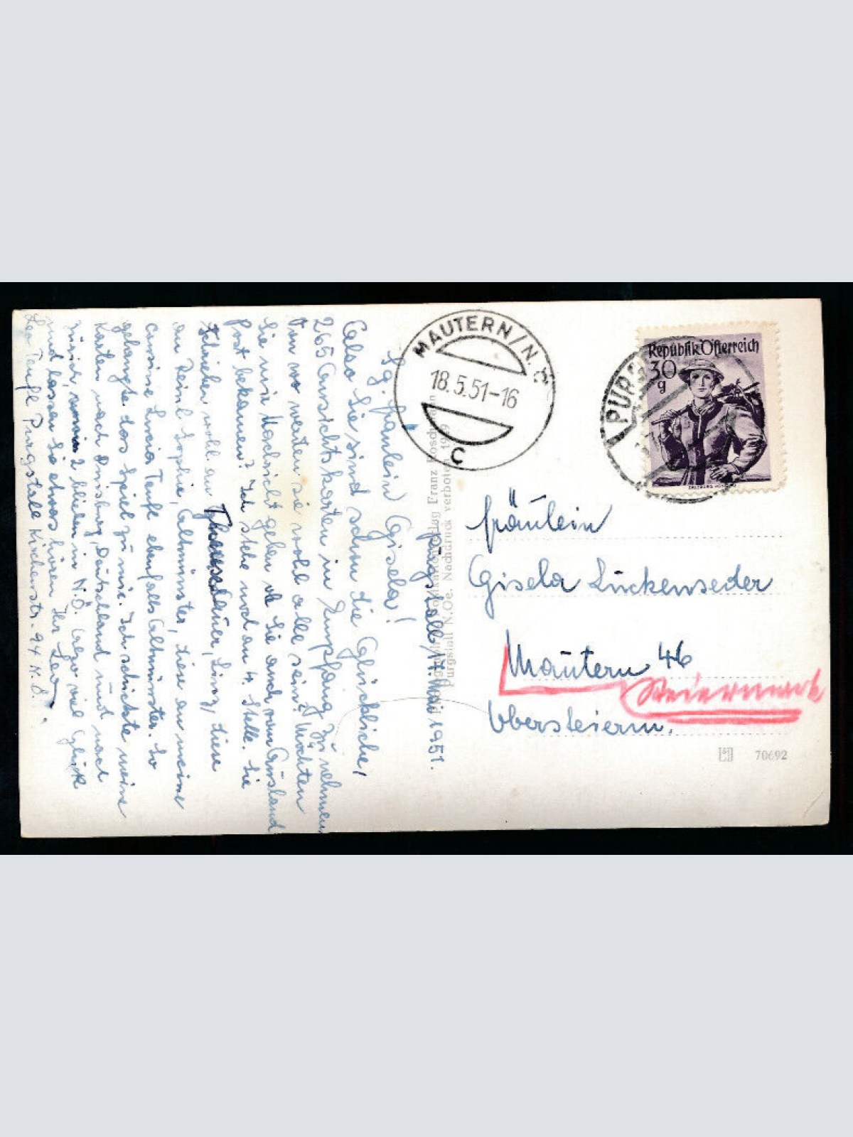 AK aus Purgstal an der Erlaf mit Gasthof Teufl Niederösterreich (1319)