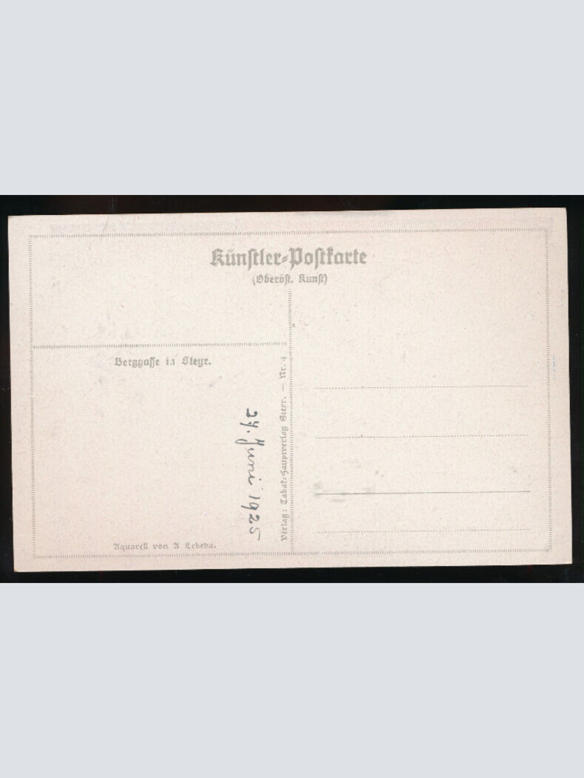 Künstler-Karte aus Steyr Berggasse Oberösterreich (1941)