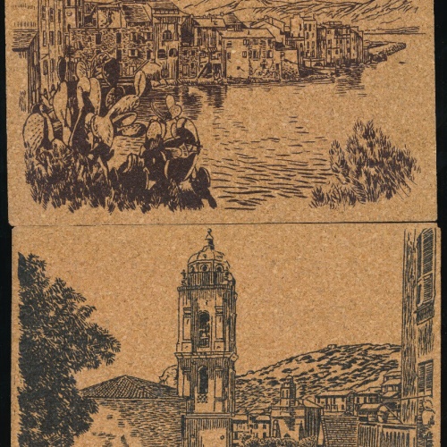 2 Kork Ansichtskarten aus St.Florent und Cargese, Korsika Frankreich (1939)
