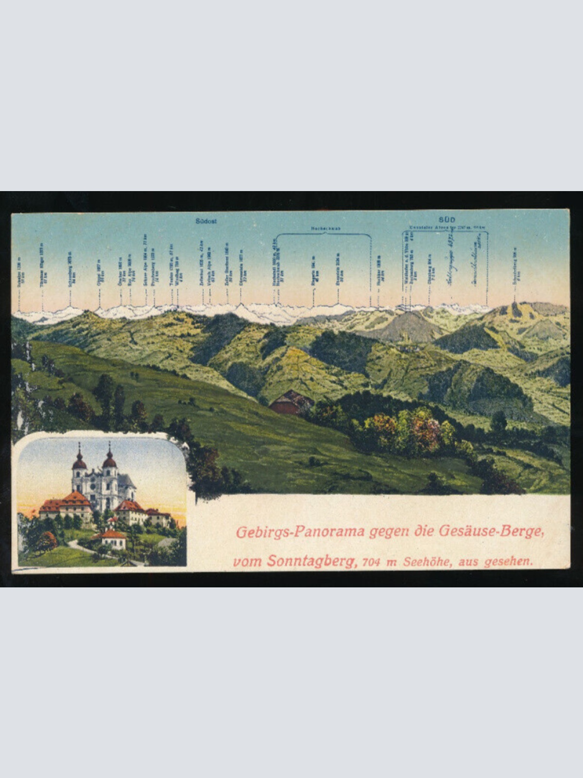 AK vom Sonntagberg mit Gebirgspanorama Niederösterreich (1343)