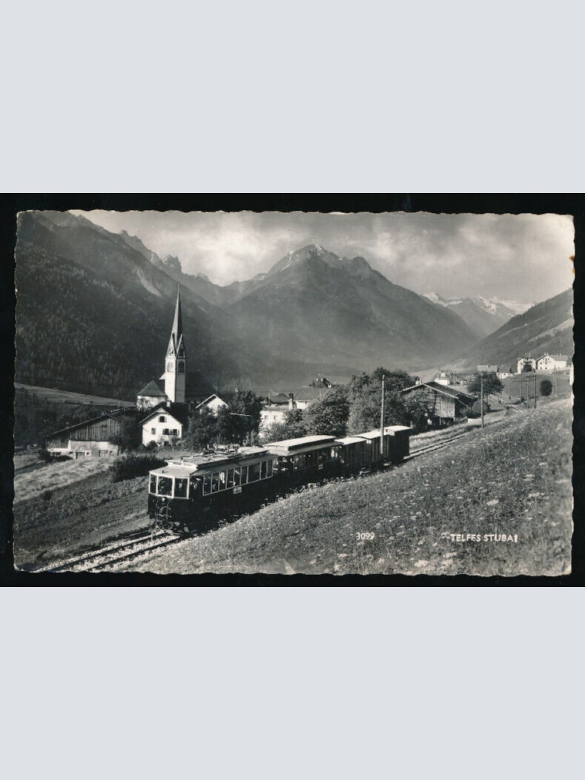 AK aus Telfes Stubai Tirol mit Zug (1228)
