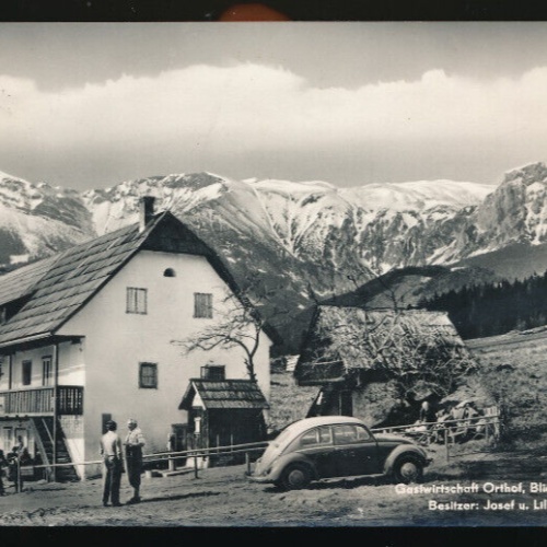 AK aus Breitenstein Gastwirtschaft Orthof mit Vw Käfer Alte Autos NÖ (1164)