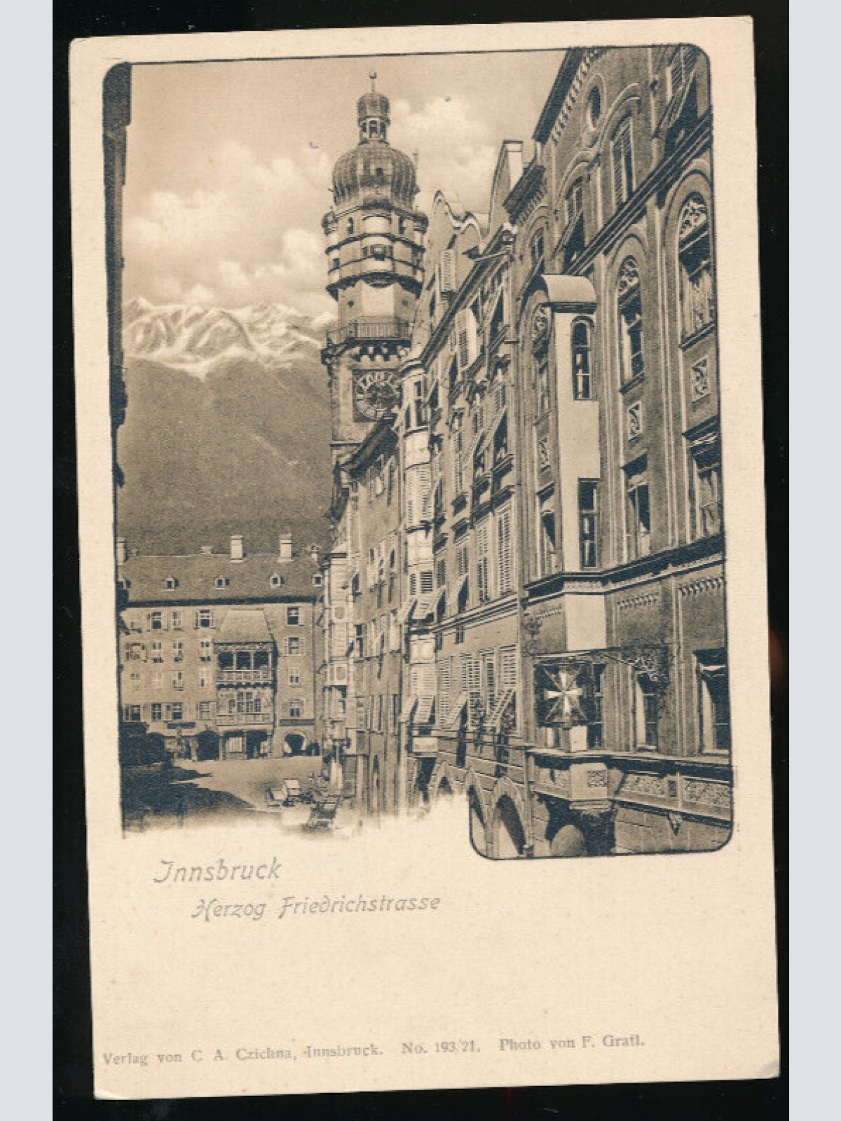 Litho-Karte aus Innsbruck Herzog Freidrichstrasse Tirol (1220)