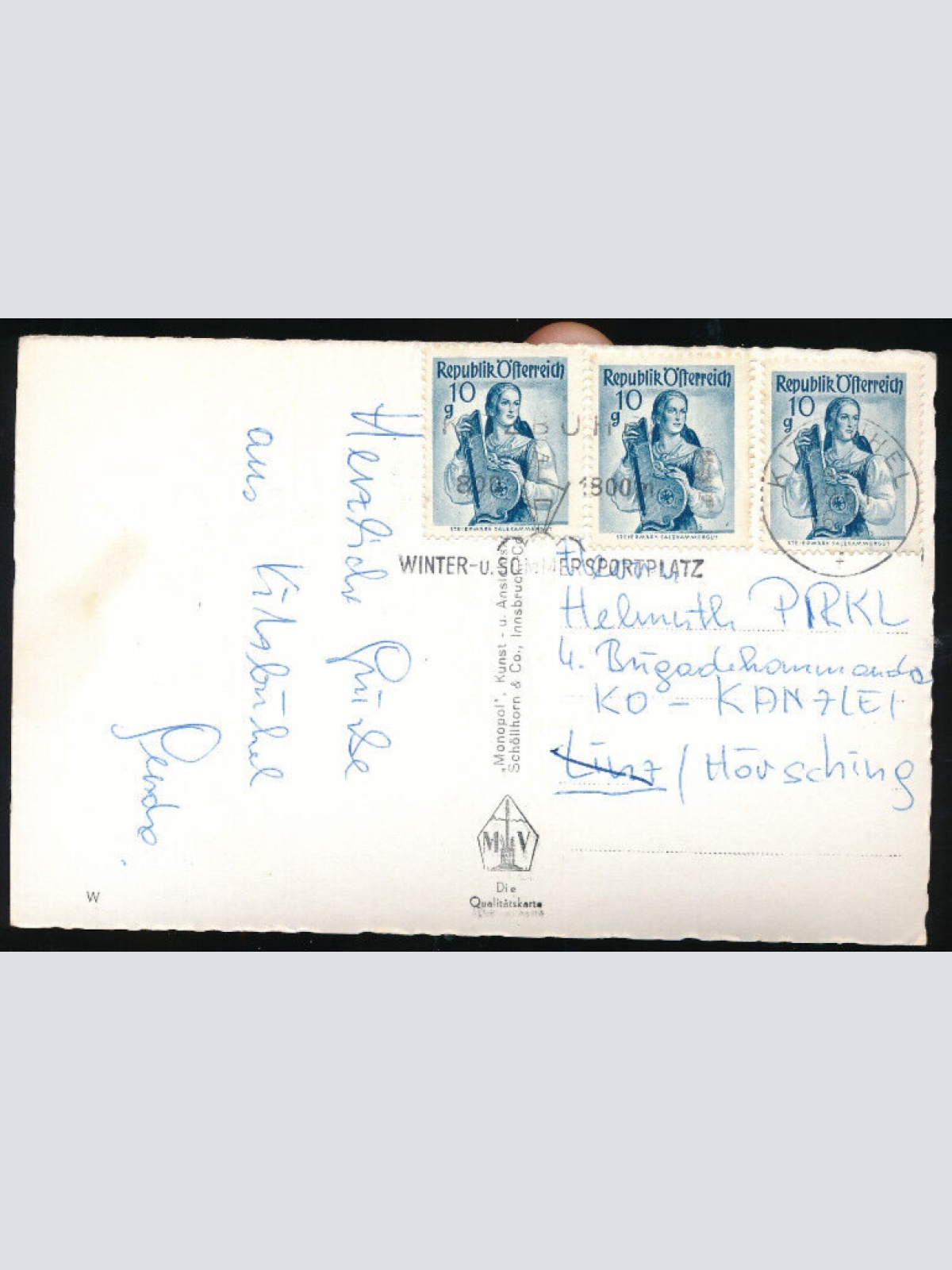 Winter - Karte aus Kitzbühel Sporthotel Hochbrunn Tirol (1793)