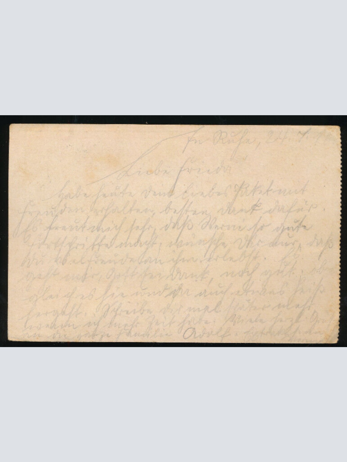 Feldpost-Karte 7. Bad. Inf. Regt. Nr.142  1.Kompanie (1167)
