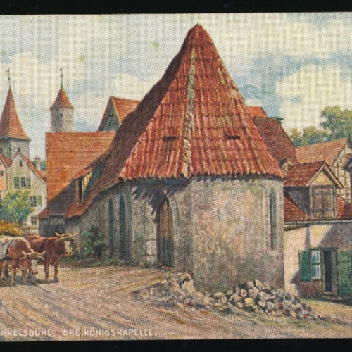 AK aus Dinkelsbühel mit Dreikönigskapelle mit Ochsenkarren Bayern (1272)