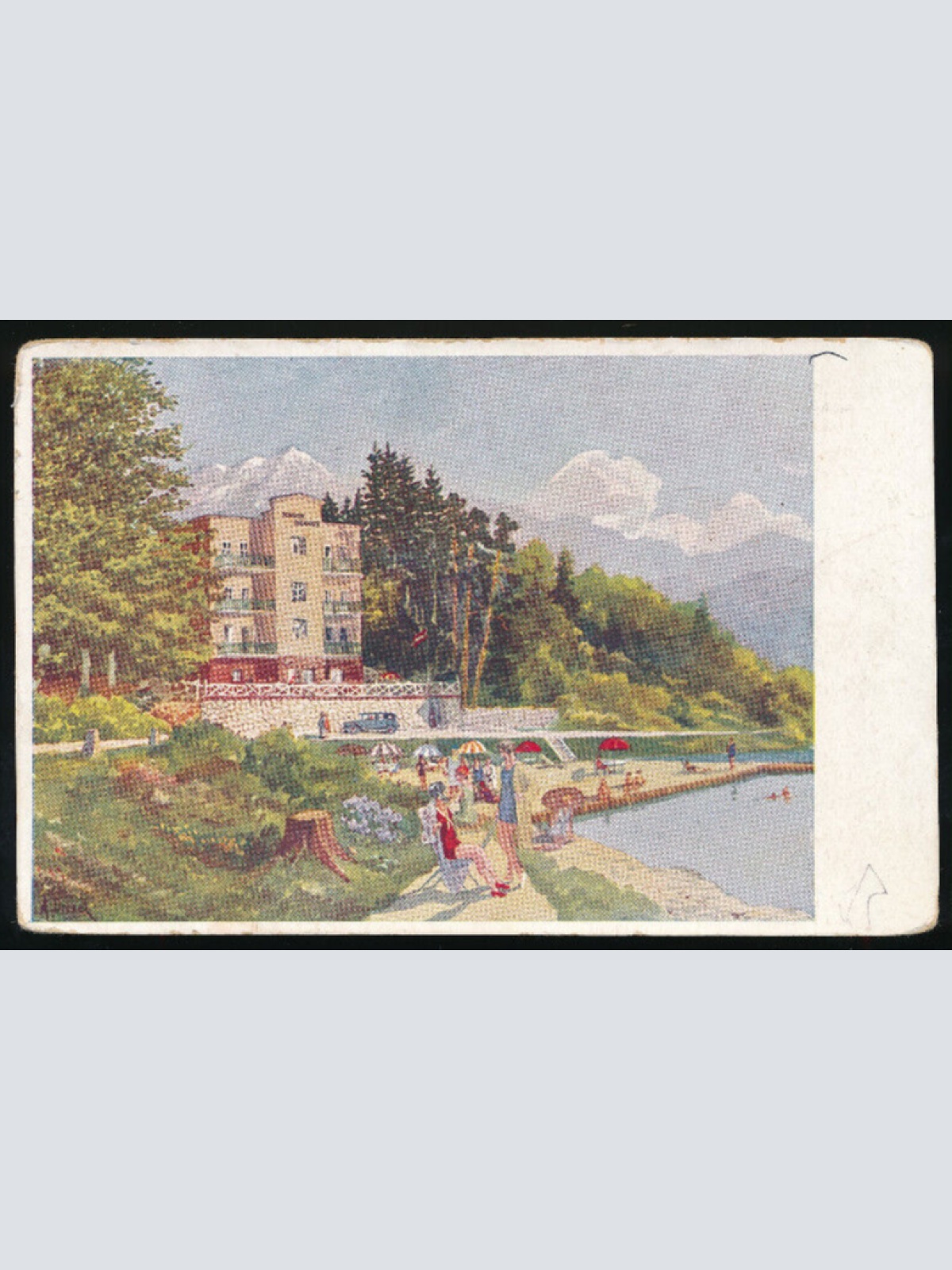 AK aus Velden am Wörthersee mit Strandpension Prüggler Kärnten (1904)