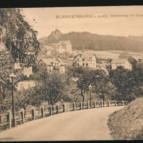 AK aus Blankenburg a. Harz Schlossweg mit Grossvater Sachsen (1870)