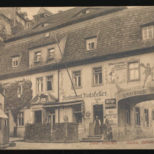 AK aus Wehlen mit Restaurant Ratskeller Sachsen (1869)