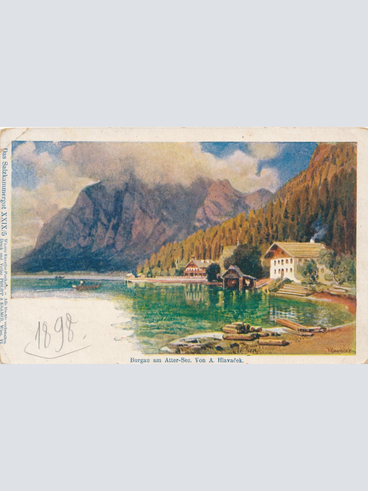 AK, Burgau am Attersee, von A. Hlavacek, Oberösterreich (S135)