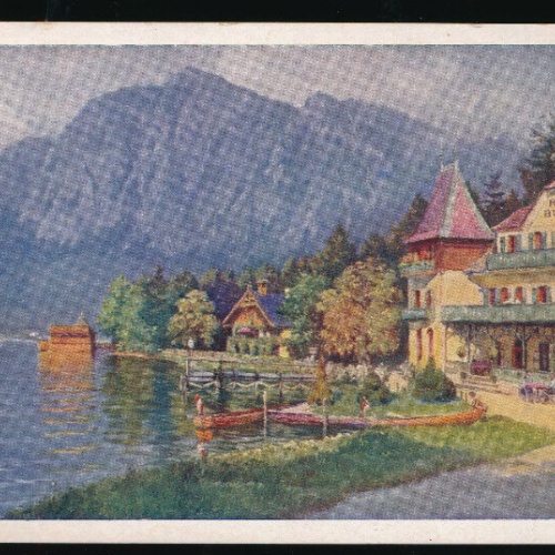 AK am Attersee mit Hotel und Pension Burgau Oberösterreich (1739)