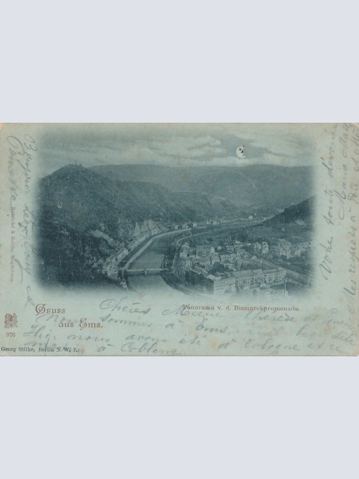 AK, Gruss aus Ems, Panorama v. d. Bismarckpromenade, Rheinland-Pfalz (S92)