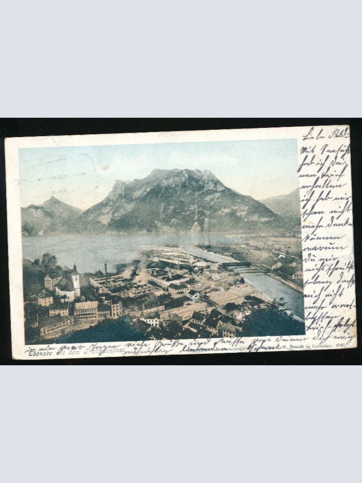 AK aus Ebensee mit dem Traunausfluss Oberösterreich (2534)