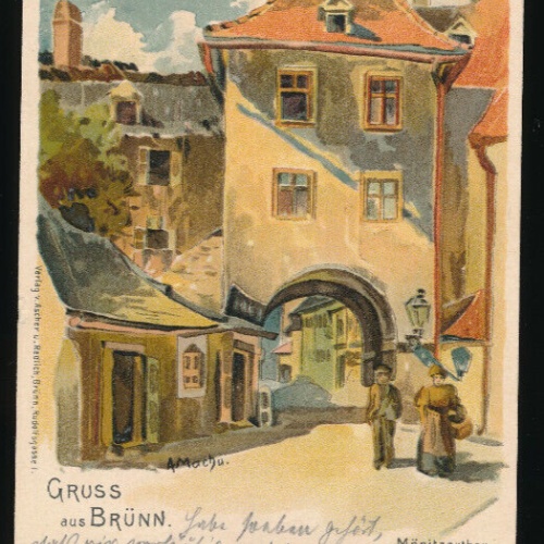 Litho - Karte gruss aus aus Brünn Tschechoslowakei (2763)