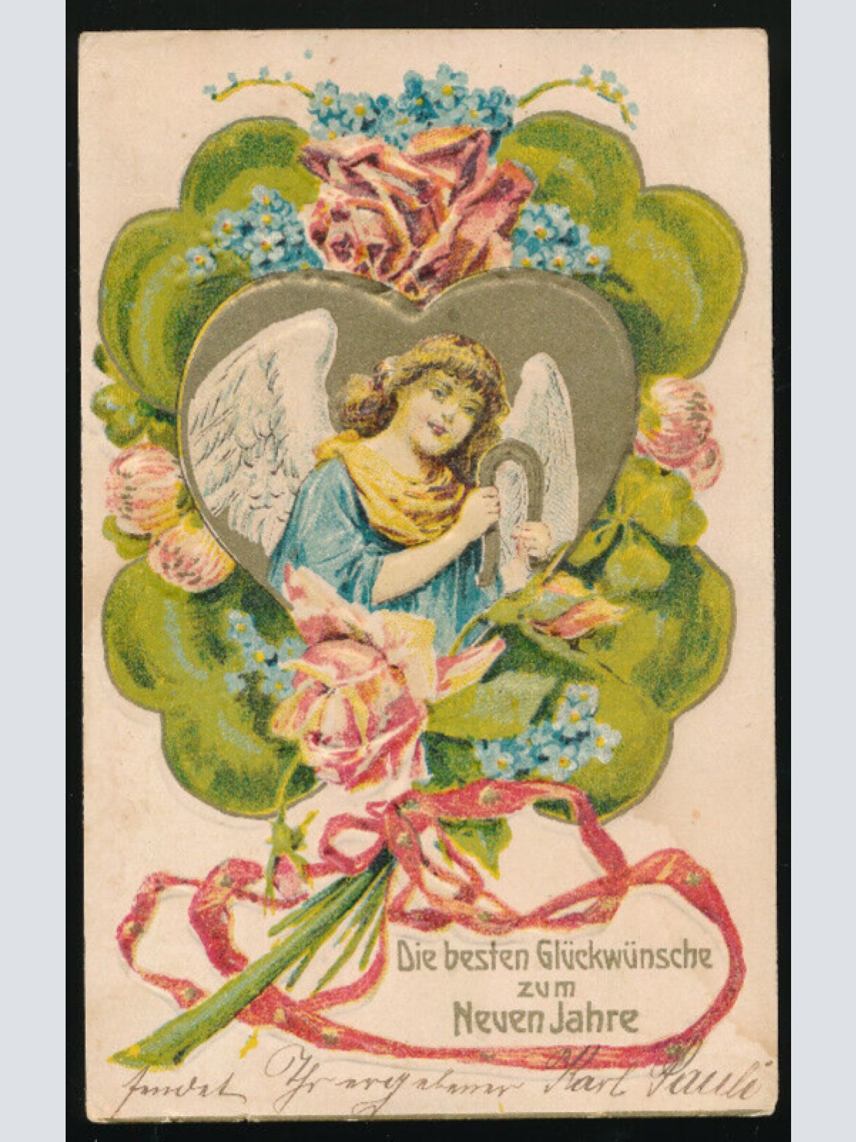 Präge - Glückwunsch - Karte die besten Glückwünsche zum neuen Jahre (2758)