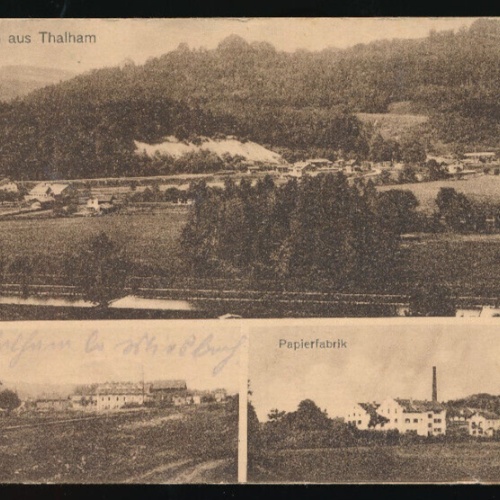 AK gruß aus Thalham mit Papierfabrik Bayern (2101)