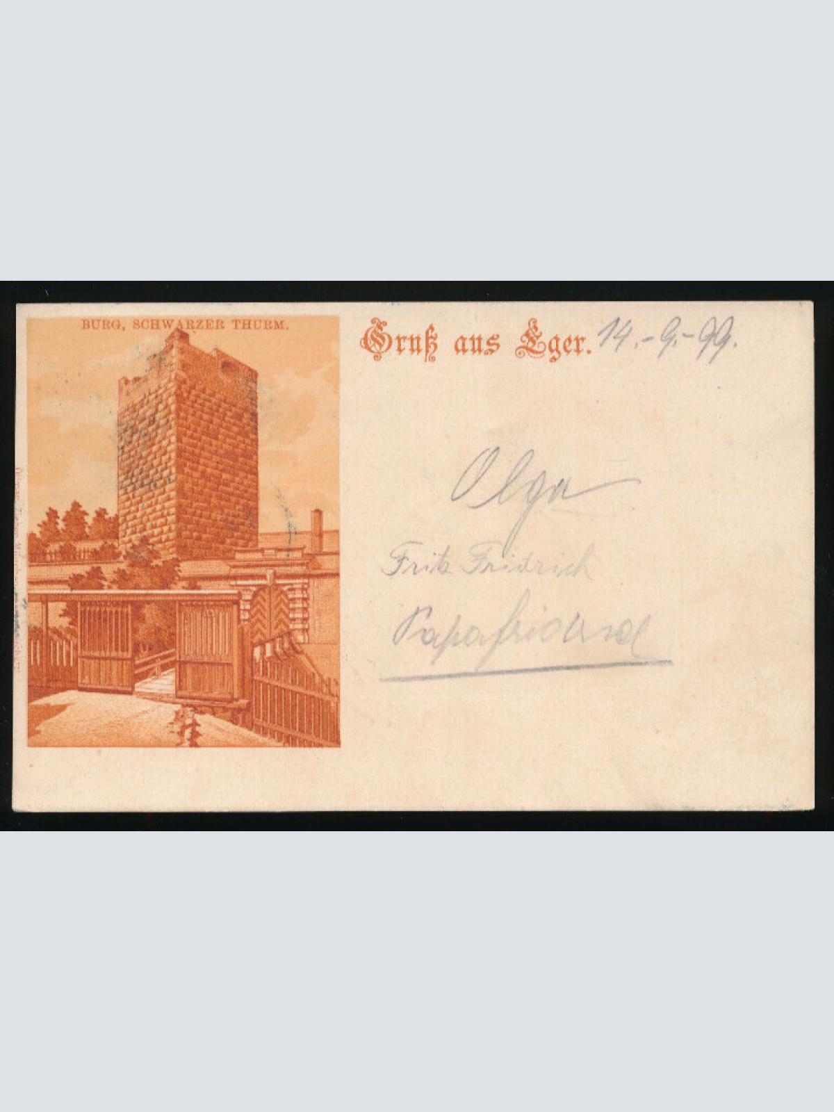 Litho - Karte gruss aus aus Eger Tschechoslowakei (2764)