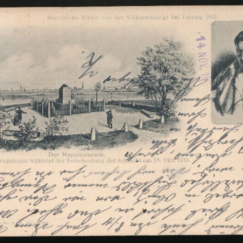 AK vom Napoleonstein Völkerschlacht bei Leipzig 1818 Sachsen (2102)