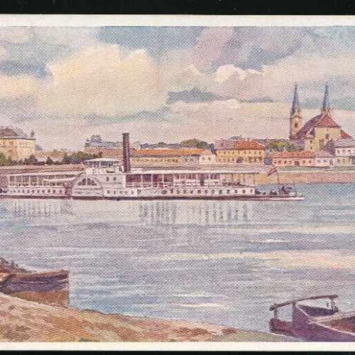 Kunst-Karte aus Komarom mit DDSG - Dampfschiff (2156)