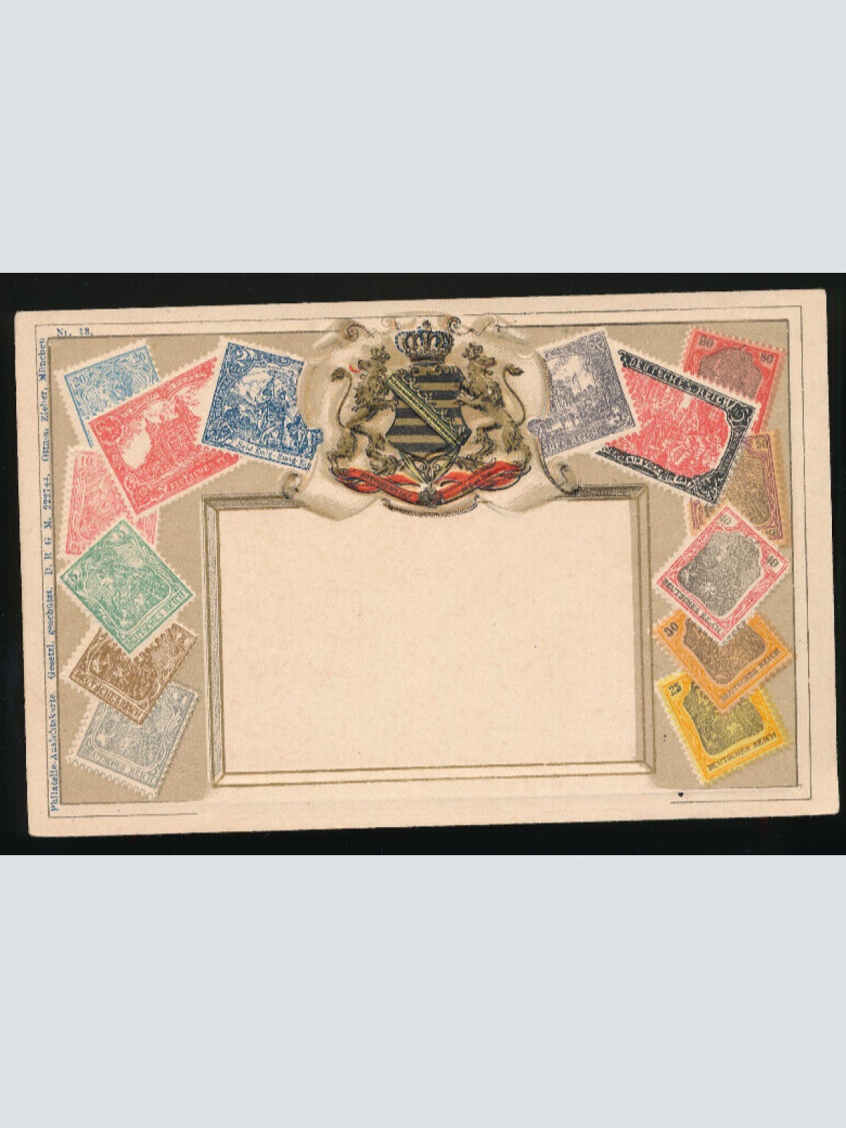 Präge-Litho-Karte Deutschland mit Wappen und Marken (2748)