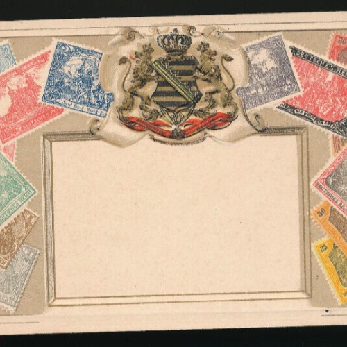 Präge-Litho-Karte Deutschland mit Wappen und Marken (2748)