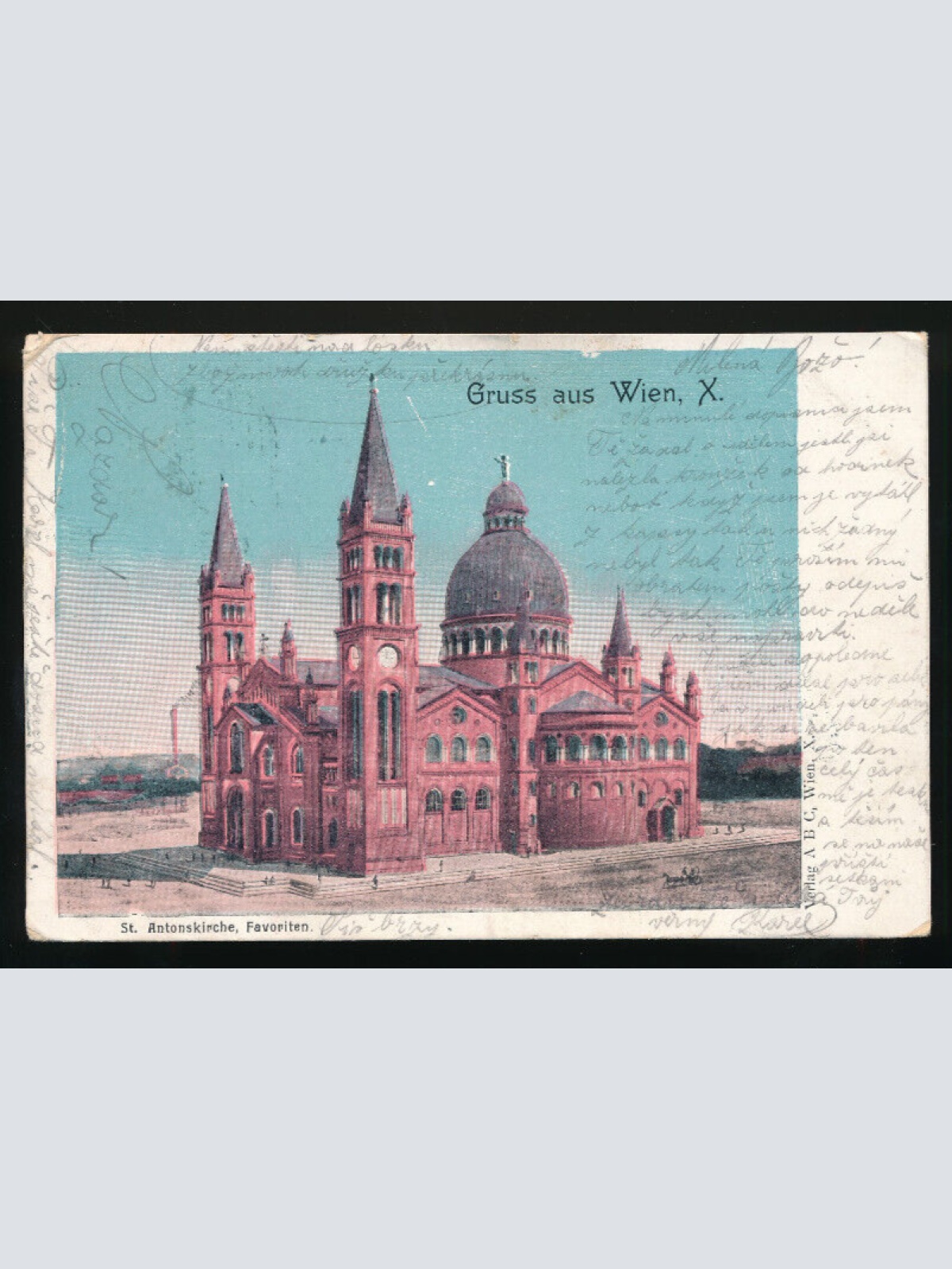 AK gruss aus Wien mit St. Antonskirche (3022)